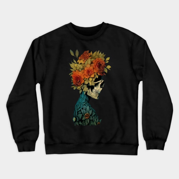 Skull with flowers on the head. Crewneck Sweatshirt by Elnica